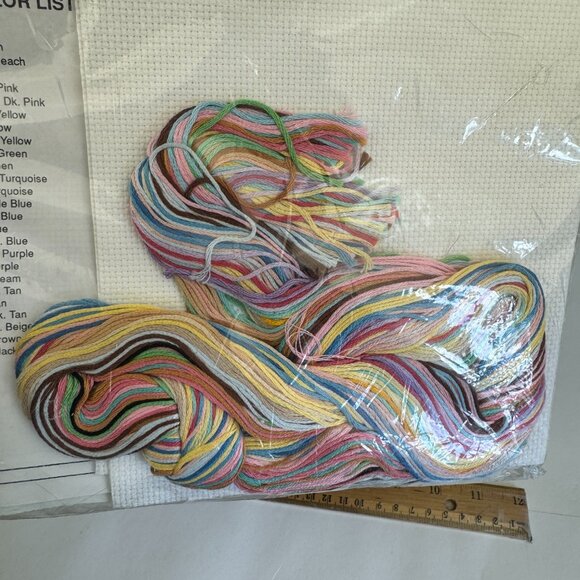 Vtg 1992 Dimensions Counted Cross Stitch Kit Toy Shelf Birth Record Baby Nursery - Picture 7 of 10